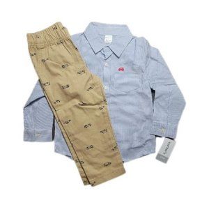 Carters, Dress Shirt & Slacks, 24 Months, Khaki and Blue